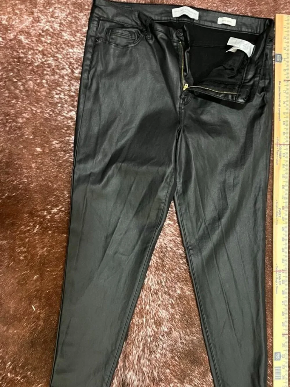 Social Standard Coated Faux Leather Ankle Skinny Pants Black 14